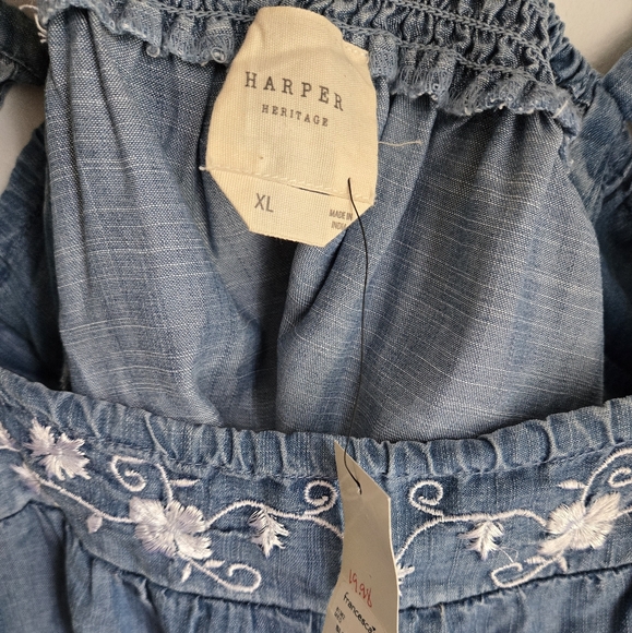 New Blue Tencel Ruffle Top - Picture 9 of 11